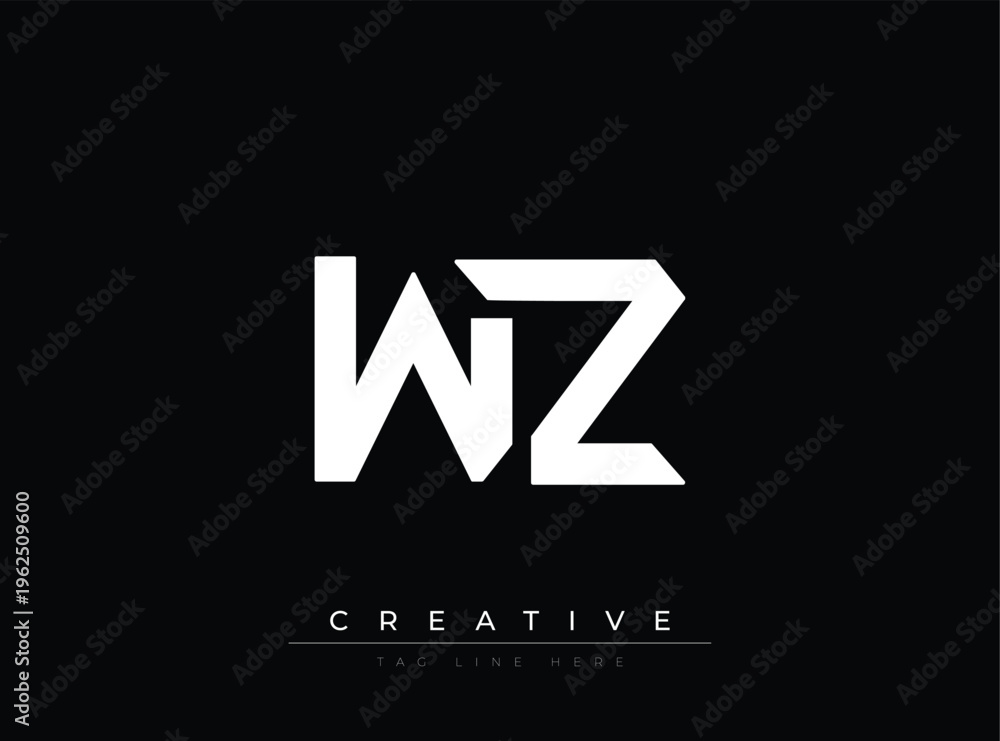 Obraz premium Modern stylized white letters logo design with creative tagline placeholder