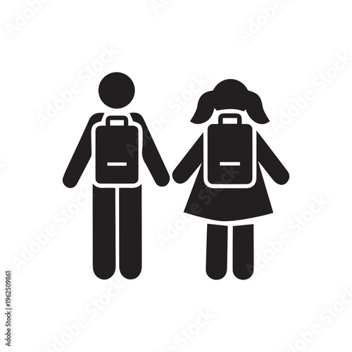 Man girl students classmates pictogram icon
