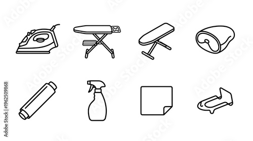 Minimalist line art of household objects and food for design and illustration
