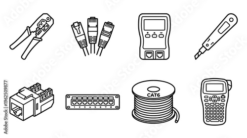 Network hardware tools and components for data communication and connectivity