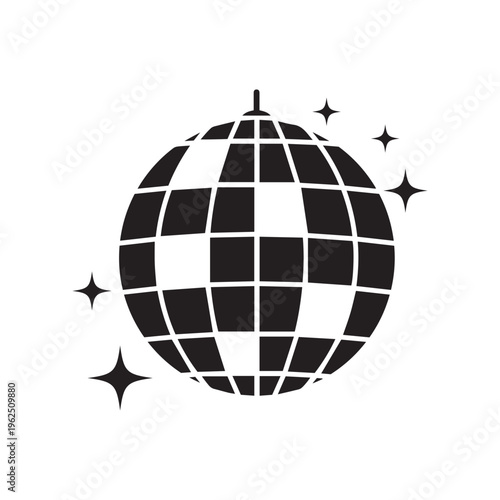 Disco ball with stars icon, disco ball sign – stock vector
