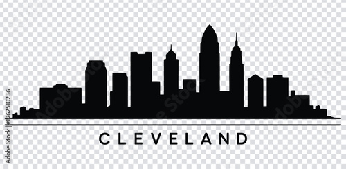 Tableau sur toile Vector illustration black silhouette of cleveland city skyline