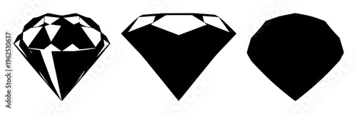 Diamond gemstone silhouette set with sharp facets and clean outline featuring gem, precious stone, jewelry with elegance and sparkle