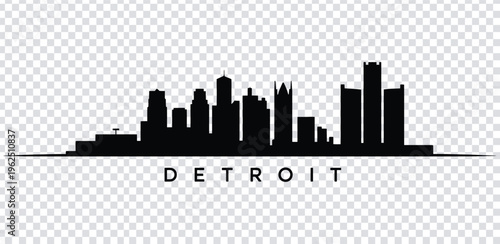 Vector illustration black silhouette of detroit city skyline
