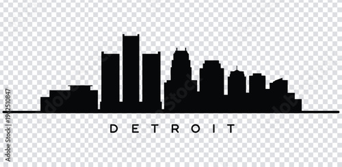 Vector illustration black silhouette of detroit city skyline
