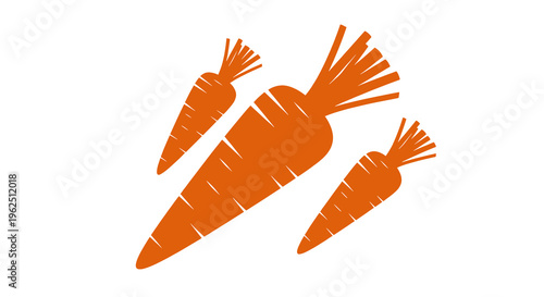 Three orange carrots with green tops on a white background carrot vegetable food root healthy