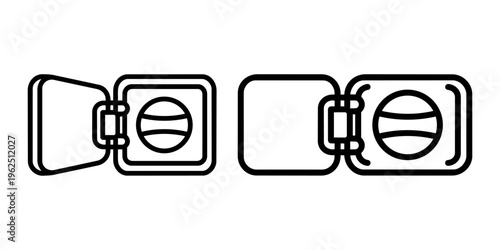 Open Car Fuel Tank Flap and Gas Cap Vector Icon Set Line Art.eps