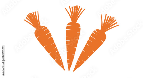 Three orange carrots with green tops on white background carrot vegetable root food healthy eat