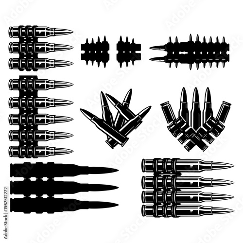 Ammunition and Bullet Silhouettes Pack - Military War and Self Defense Concept