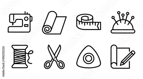 Sewing tools illustration vector design machine scissors tape measure