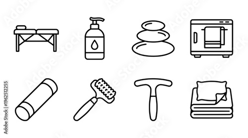 Spa and wellness icons set relaxation and therapy symbols