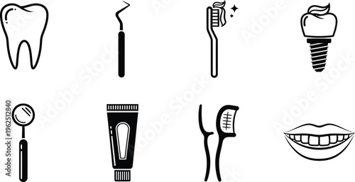 Dental care icon set for hygiene and health professionals