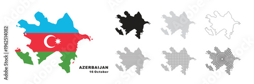 Set of isolated azerbaijan maps. azerbaijan flag overlaid with flag proportions. Maps and traveling around the world