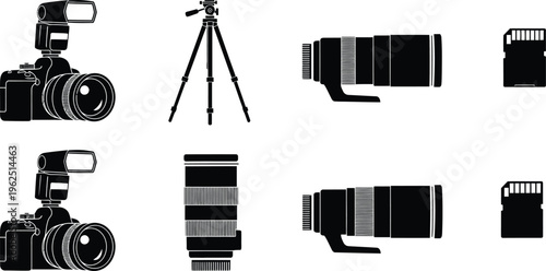 Camera icon set for photography and videography tools