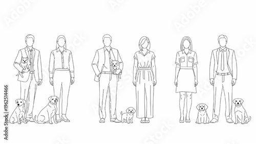 Family with Pets Human Scale Figures Set for Architectural Plans – AutoCAD CAD Blueprint Entourage Elements