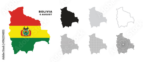 Set of isolated bolivia maps. bolivia flag overlaid with flag proportions. Maps and traveling around the world