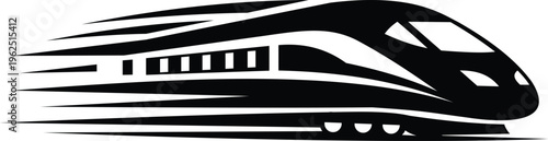 Modern High-Speed Bullet Train in Motion Vector Logo