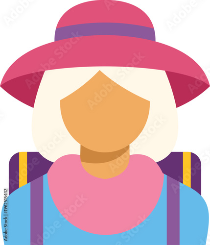 Senior woman wearing a hat and backpack, ready for travel and adventure