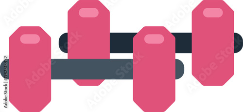 Pink dumbbells resting on a dark rack, ready for fitness and workout activities