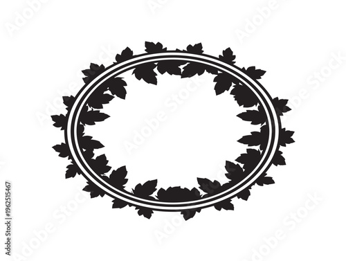 Leaf circle frame silhouette elegant greenery ring for branding templates 