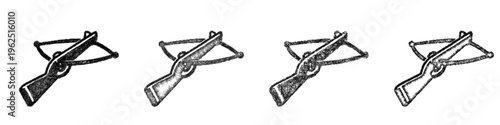 Sketch crossbow icon design set