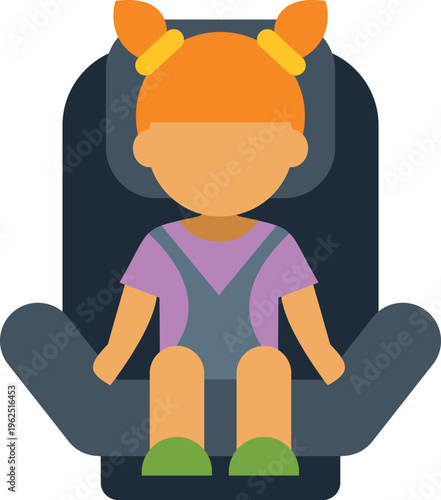 Child sitting protected in a specialized car seat for vehicle safety