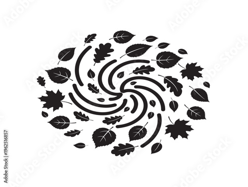 Eye catching leaf wind swirl silhouette with elegant curves 