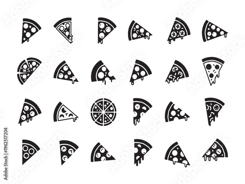 A collection of 20 different slices of pizza