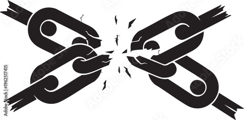 Broken Metal Chain Illustration Representing Freedom Liberty Strength Power and Breaking Free From Shackles or Constraints in a Vector Graphic