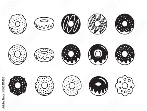 A collection of various donuts on a white background