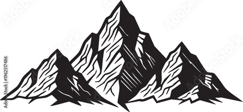 Majestic Mountain Peak Vector Illustration Featuring High Altitude Ridges and Sharp Rock Formations for Outdoor Adventure and Nature Design Projects