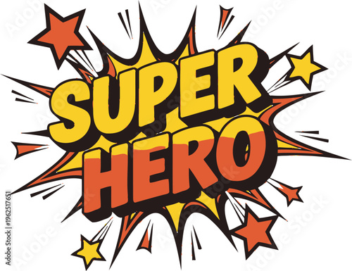 Vibrant comic style super hero graphic with explosive effect