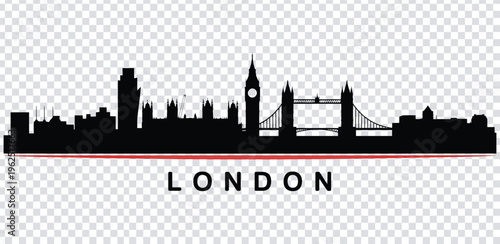 Photography Vector illustration london city skyline silhouette with iconic landmarks