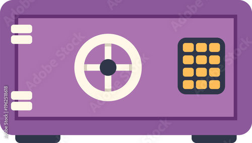 Purple safe with a combination dial and keypad offering secure storage for valuables