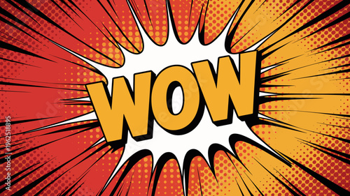 Vibrant comic book style illustration with WOW text in yellow and orange burst