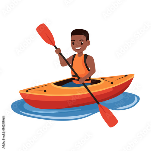A person kayaking on water with paddle