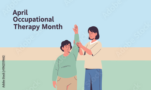 Occupational therapy month illustration with therapist and patient