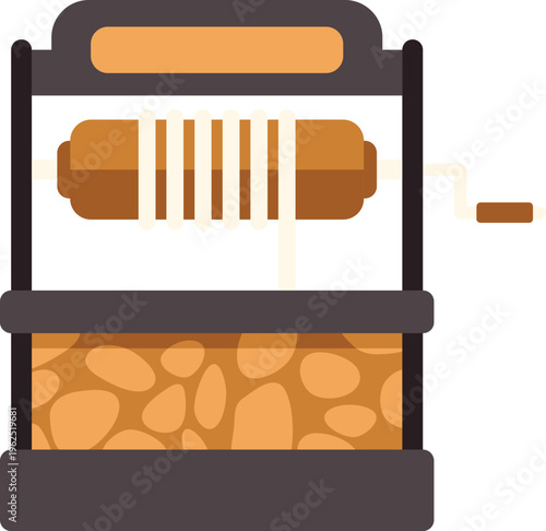 Stone well with a winch drawing fresh water from the ground