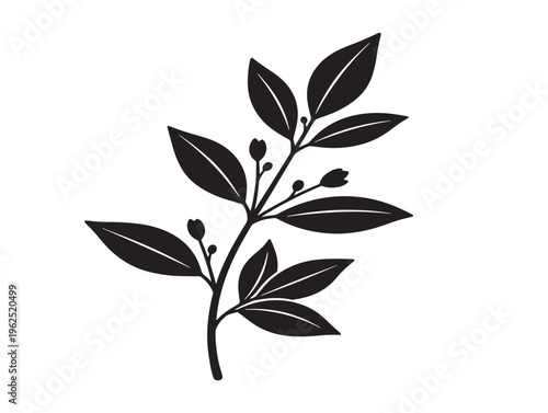 Herbal branch silhouette with clean medicinal plant inspired design 