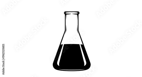 Black and White Erlenmeyer Flask Icon for Scientific Research