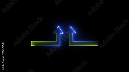 Neon Glowing Upward Arrows Animation for Business Growth and Success