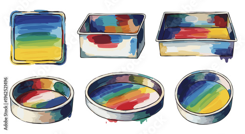 Colorful watercolor paints in metal tins artistic inspiration and creativity tools