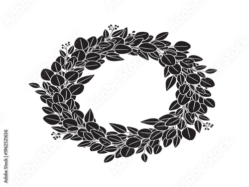 Eucalyptus wreath minimal elegant botanical circular silhouette design 