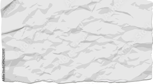 Crushed white paper texture background with realistic folds and shadows blank