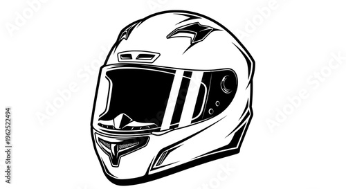 Sleek black and white motorcycle helmet with open visor