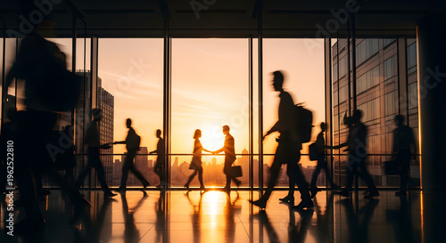 Cinematic Skyscraper Sunset – Long-Exposure Interior View Through Glass Walls