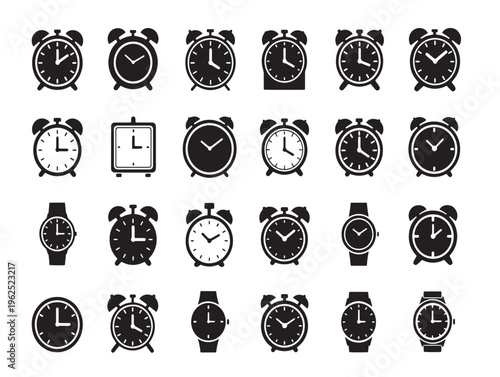 A collection of various clock and watch icons