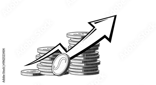 Stacked coins with upward arrow indicating value decline