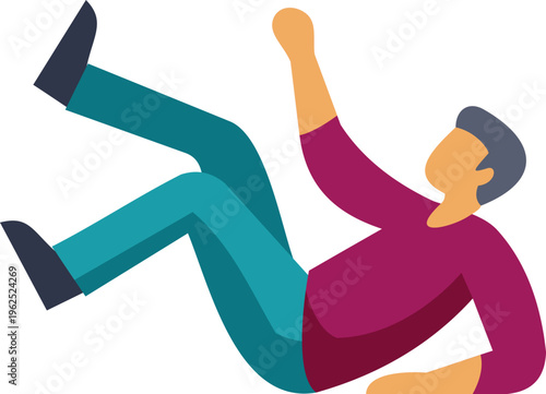 Man stumbling and falling to the ground in an uncontrolled accident