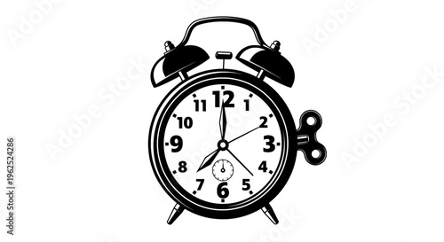 Vintage alarm clock with twin bells and classic round face